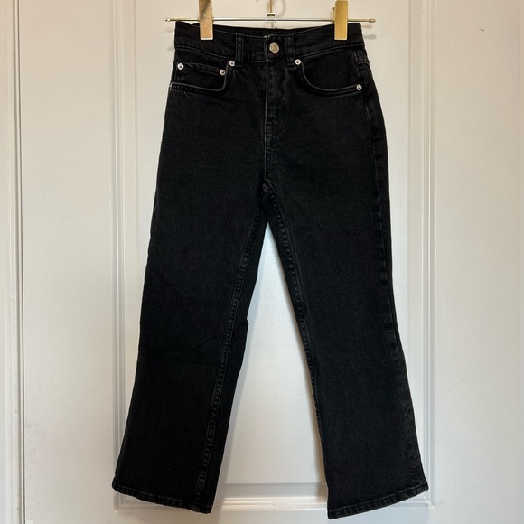 ASOS DESIGN Black Denim Straight Leg Cropped Petite Jeans Size 23 - Picture 9 of 16